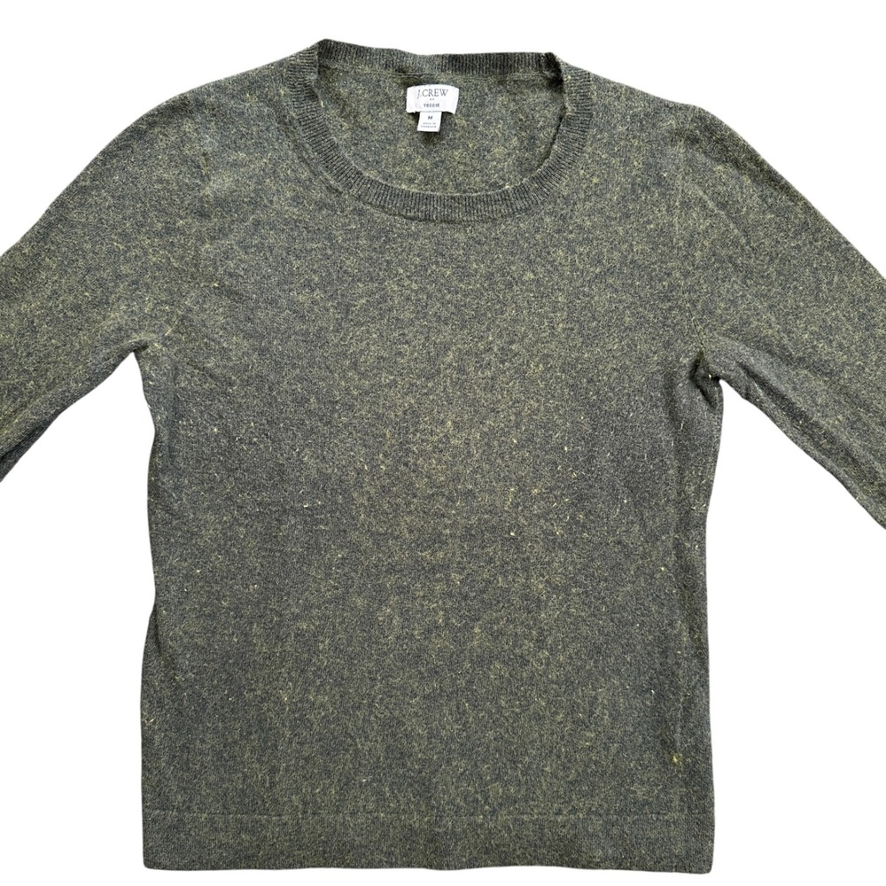 J.Crew Teddie Sweater Wmns Medium Olive Green Merino Wool Blend F5199 Excellent